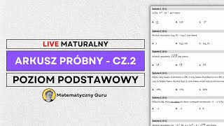 PRÓBNA MATURA Z MATEMATYKI  część 2  LIVE  POZIOM PODSTAWOWY [upl. by Yanetruoc]