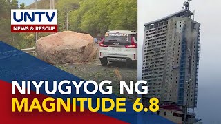 Crane sa gusali sa Davao City nahulog dahil sa lakas ng lindol ilang Mindanao areas niyanig din [upl. by Nitnerb]