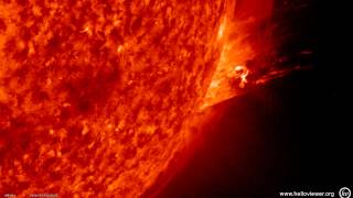 Solar flare  Strong eruption on sunspot 1520 July 23 2012 SDO AIA 304  Video Vax [upl. by Giamo]