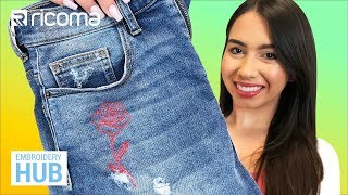 Embroidery Hub Ep 42 Floral Embroidered Jeans with Fast Frames  Embroidered Shorts Tutorial [upl. by Fahy528]