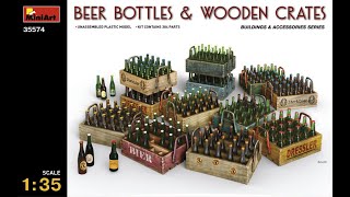 Unboxing 135 scale Miniart Beer Bottles amp Wooden Crates 35574 [upl. by Aitetel549]