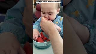 Baby Leonardos First Watermelon Tasting 🍉 baby babyadventures  cutebaby [upl. by Aerehs287]