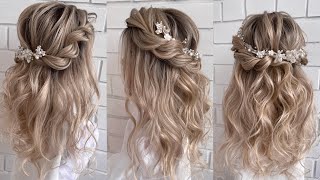 Wedding hairstyle How to do half up half down hairstyle [upl. by Atenaz574]