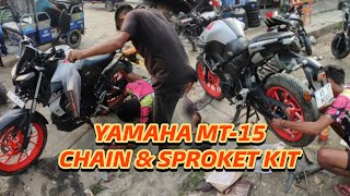 MT15 Rolon Chain amp Sprocket Kit Installation  Mt 15 Modified  Mt 15 Long ride [upl. by Ipoillak]