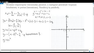Postać kanoniczna i ogólna funkcji kwadratowej  ćwiczenia utrwalające Part 1 [upl. by Natale]
