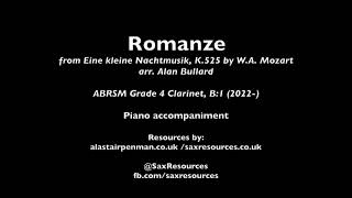 Romanze from Eine kleine Nachtmusik by Mozart Piano accompaniment ABRSM Clarinet Grade 4 [upl. by Tolliver874]