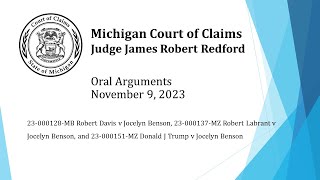 Court of Claims 23000128MB Robert Davis v Jocelyn Benson November 9th  830 [upl. by Fanestil]