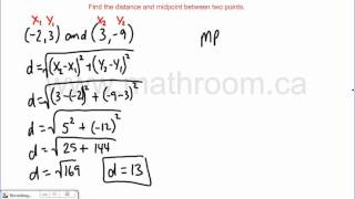 Find the distance and midpoint between two points [upl. by Ailegna]