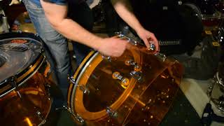 Installing An Original Ludwig Rail Consolette Bass Drum Mount Amber Vistalite [upl. by Elenahc]