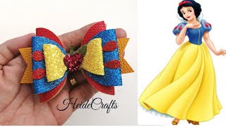 Snow White Hair bow DIY  Chunky Hair Bow  How to Make Disney Princess Snow White [upl. by Inej]