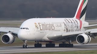 REAL MADRID Emirates Airbus A380 LANDING [upl. by Novel705]