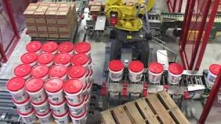 Pail and case palletizing  Multifunction robotic palletizer [upl. by Karilynn]