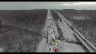 Drone Video Aerial view of Pileup Crash on I44 Near Marshfield Missouri [upl. by Jorrie]