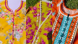 latest neck design idea for kurti kameez  printed fabric neck designs  beads nck dsign [upl. by Derraj]