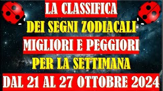 La Classifica dei Segni Zodiacali Migliori e Peggiori per la Settimana dal 21 al 27 Ottobre 2024 [upl. by Eeneg330]