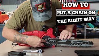 THE RIGHT WAY TO PUT A CHAIN ON A CHAINSAW [upl. by Ocirederf205]