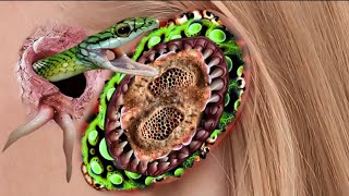 ASMR ANIMATION TREATMENT AND Trypophobia amp Deep Cleaning From infected Ear treatment [upl. by Bryce465]