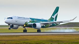 QantasLink FIRST A220 ArrivalDeparture at Vancouver Airport YVR [upl. by Ranger]