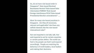 Rulebased International Order and Singapore rulebased political order Any difference [upl. by Odrareg]