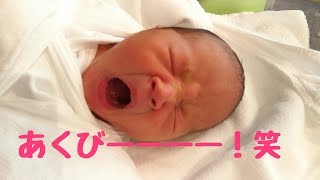 あくびーーー！ 生後３日目 赤ちゃん 女の子 baby big yawn [upl. by Scotty]