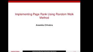 Implementing PageRank Using Random Walk Method Part  1 [upl. by Luapnoj]