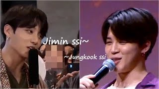 Compilation of Jungkook calling ‘Jimin ssi’ Jimin calling Jungkook ssi [upl. by Aninotna]