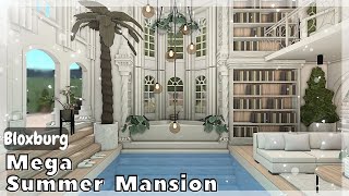 BLOXBURG Mega Summer Mansion Speedbuild interior  full tour Roblox House Build [upl. by Aibos342]