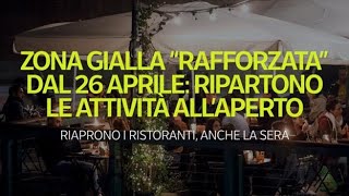 Zona gialla «rafforzata» dal 26 aprile ripartono le attività all’aperto [upl. by Dlonyar]