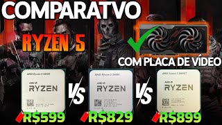 AMD Ryzen 5 4600G vs Ryzen 5 5600G vs Ryzen 5 5600GT  Comparativo com a RX 7600 8GB [upl. by Ibib]