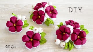 ЗАЖИМЫ С ЦВЕТАМИ МК  DIY KANZASHI FLOWERS HAIR CLIP [upl. by Hildebrandt746]