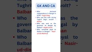 GK MCQS 58  Who declared independence in Bengal in 1279  youtubeshorts vitorrclasses [upl. by Soilissav]