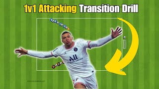 1v1 Attacking Transition Soccer Football Drill ⚽️  U10  U12 [upl. by Aeel]