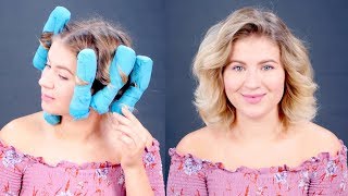 Testing Sleep Styler Heatless Curlers on Short Hair  Milabu [upl. by Anyg436]