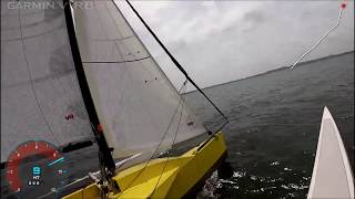 Strike 20 trimaran sailing fast to windward [upl. by Kcajyllib]