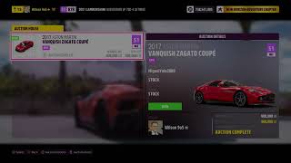 2017 Aston Martin Vanquish Zagato Coupe Forza Horizon 5 Auction House Sniping [upl. by Neeleuqcaj655]