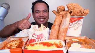 JOLLIBEE MUKBANG  BUCKET OF CHICKEN JOY  MUKBANG ASMR [upl. by Inimak]