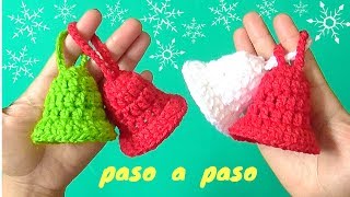 CAMPANAS NAVIDEÑAS TEJIDAS A CROCHET PASO A PASO PARA DECORAR [upl. by Acul173]