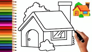 House Drawing Painting amp Coloring For Kids and Toddlers Child Art [upl. by Yliab118]