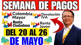 SEMANA DE PAGOS DEL 20 AL 26 DE MAYO COLOMBIA MAYOR DEVOLUCION DEL IVA RENTA CIUDADANA [upl. by Namso]