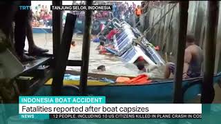 Indonesia boat capsize At least 8 dead 13 missing [upl. by Akcirderf]