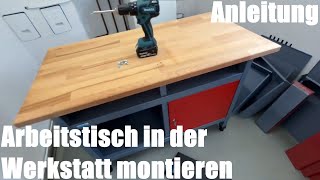 Arbeitstisch in der Werkstatt montieren  Küpper Metall Werkbank Montage Anleitung [upl. by Attenyl]