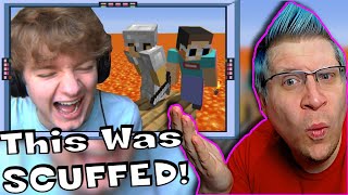 Minecraft But The Floor Is Lava REACTION Ninja and George SPLIT [upl. by Tj774]