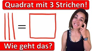 🤯🤯🤯 ES FUNKTIONIERT  Wie kann man ein QUADRAT mit DREI geraden Strichen zeichnen [upl. by Burg]