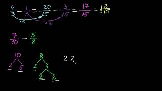 Scăderea fracțiilor cu numitori diferiți [upl. by Eldoree]