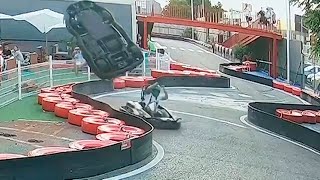 Vuela por los aires en un circuito de karts de Rivas y no le pasa nada de milagro [upl. by Suirtemid]