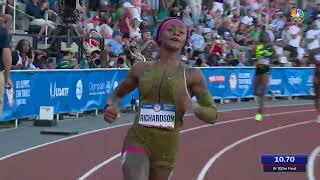 ShaCarri Richardson qualifies for first Olympics in 100m  US Olympic Track amp Field Trials [upl. by Machute]