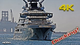 New Mega Yacht quotNordquot Docking 4K 60fps [upl. by Aloek244]