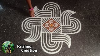 Easy Padi Kolam Design with 5x3x3 dots  Simple Padi Kolam  Beautiful Rangoli  Padi kolam Muggulu [upl. by Ytsrik]