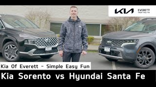 Kia Sorento vs Hyundai Santa Fe  Battle of the Mid Size Suv [upl. by Melantha]