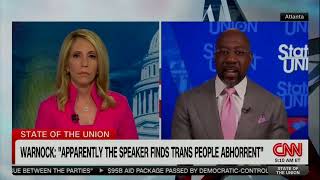 Raphael Warnock Calls Out Speaker Mike Johnson For Using Christianity To Attack Biden [upl. by Anirhtak450]